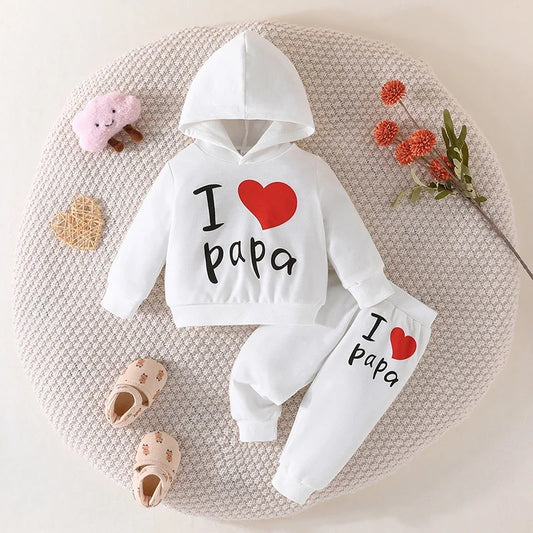 Girls Boy 3 -24 Months Cute Letter Long Sleeve Hoodie Tee Long Pants Outfit Toddler Infant Clothing Set Fashion Kids Wear™ - Planète bébé