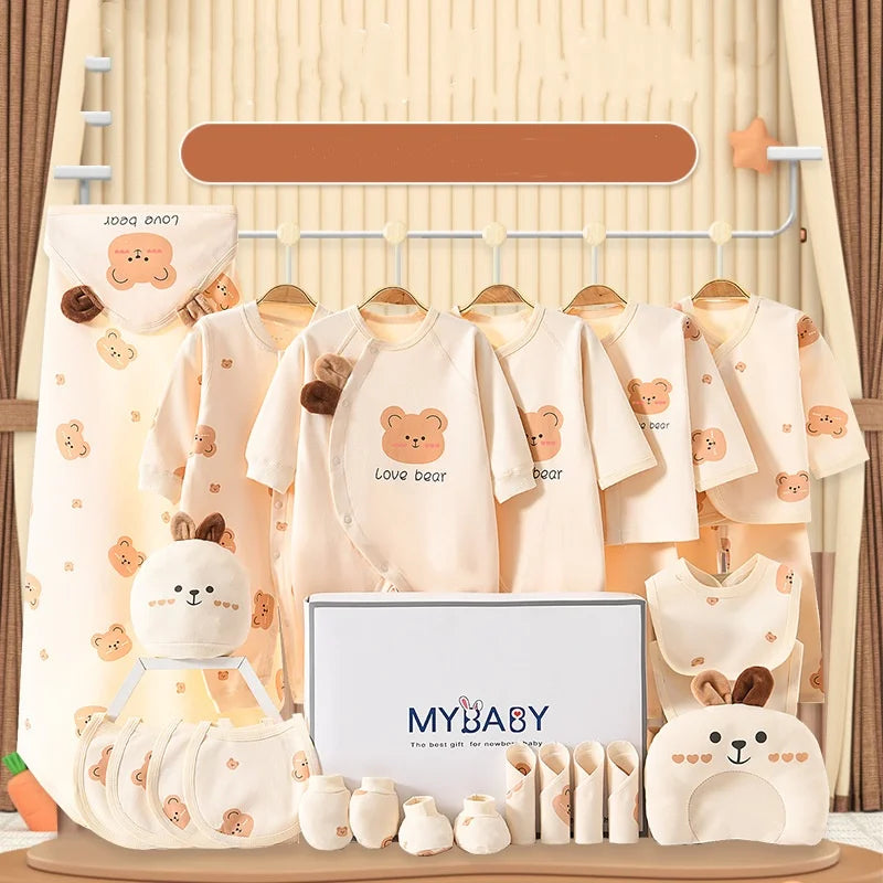 Lot Naissance Complet 21 à 25 Pièces 100% Coton Bébé Garçon et Fille – Ensemble Vêtements et Accessoires Confort™