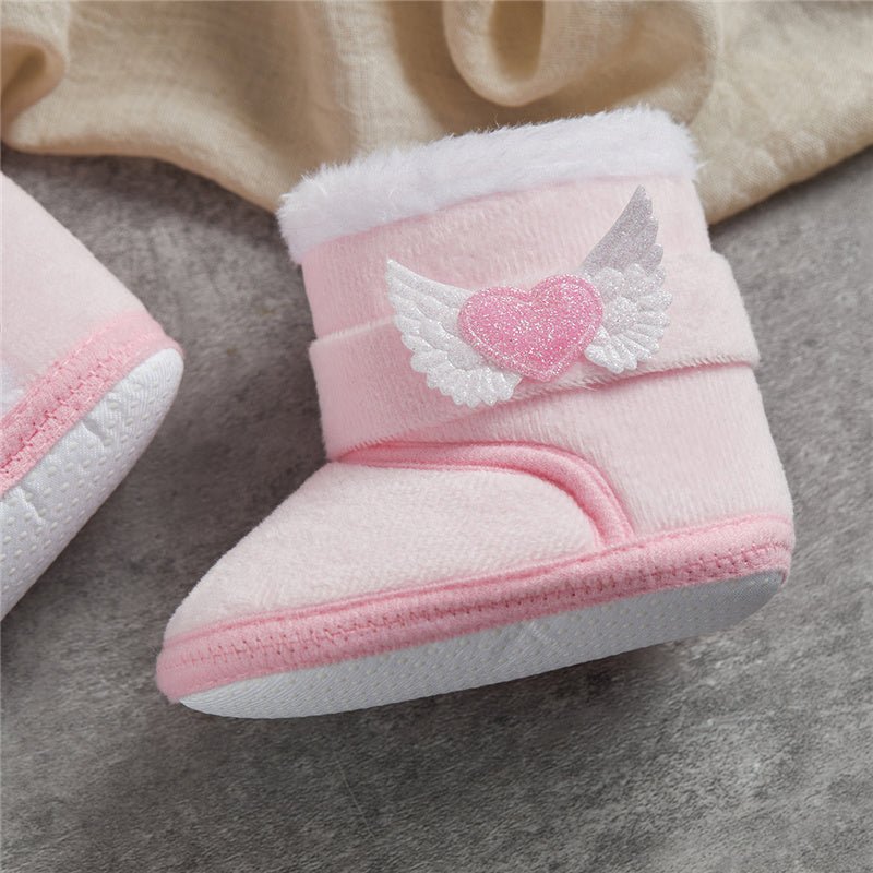 🧣❄️ Bottes d’Hiver Bébé – Chaudes &amp; Mignonnes – Bottines Bébé à Scratch avec Ailes en Cœur – 0 à 18 Mois – Unisexe™ - Planète bébé