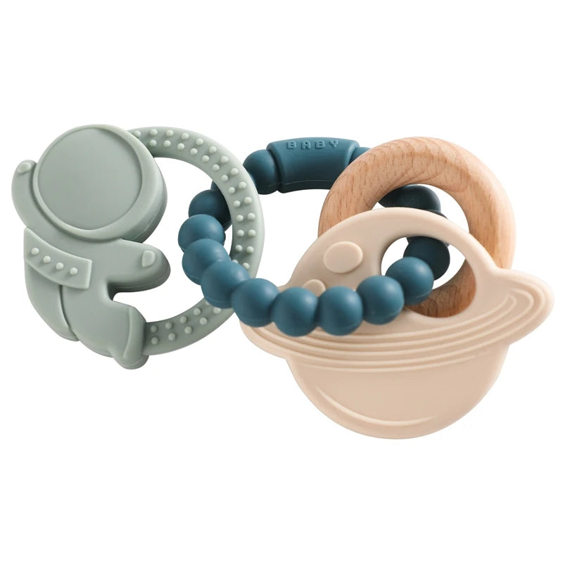 🪐👶 Anneau de Dentition Bébé – Silicone Alimentaire – Bracelet Sensoriel Planète – Dès 0 Mois™