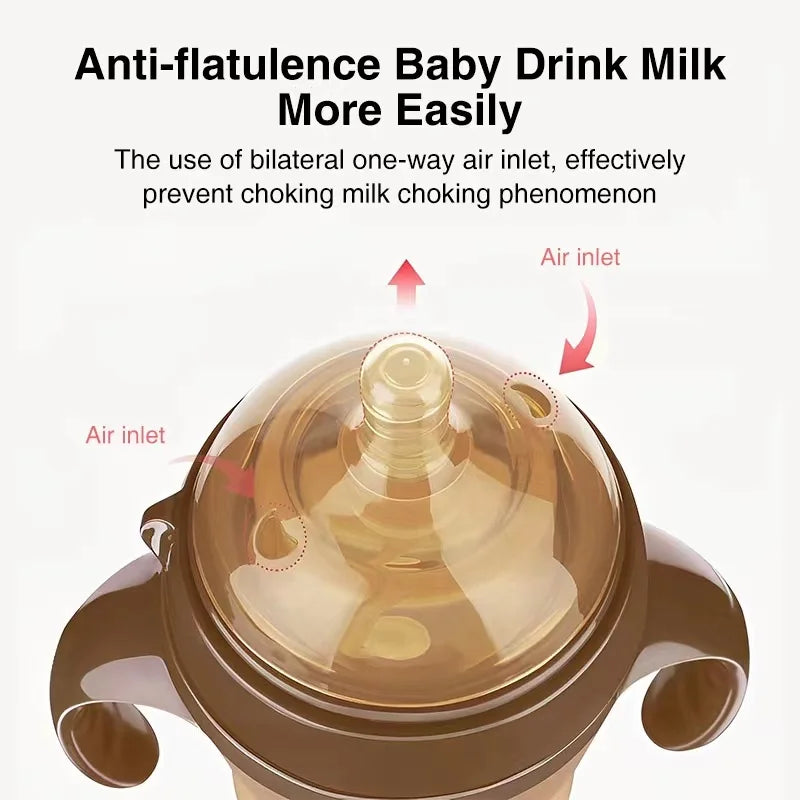 🍼 Biberon Large Calibre en Silicone – Imitation Allaitement – Anti-Colique avec Poignées (150ML / 240ML)™ - Planète bébé