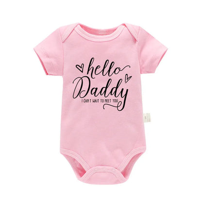 👶💌 Body Bébé Annonce Grossesse – "Hello Daddy, I Can't Wait to Meet You" – 100% Coton Doux™