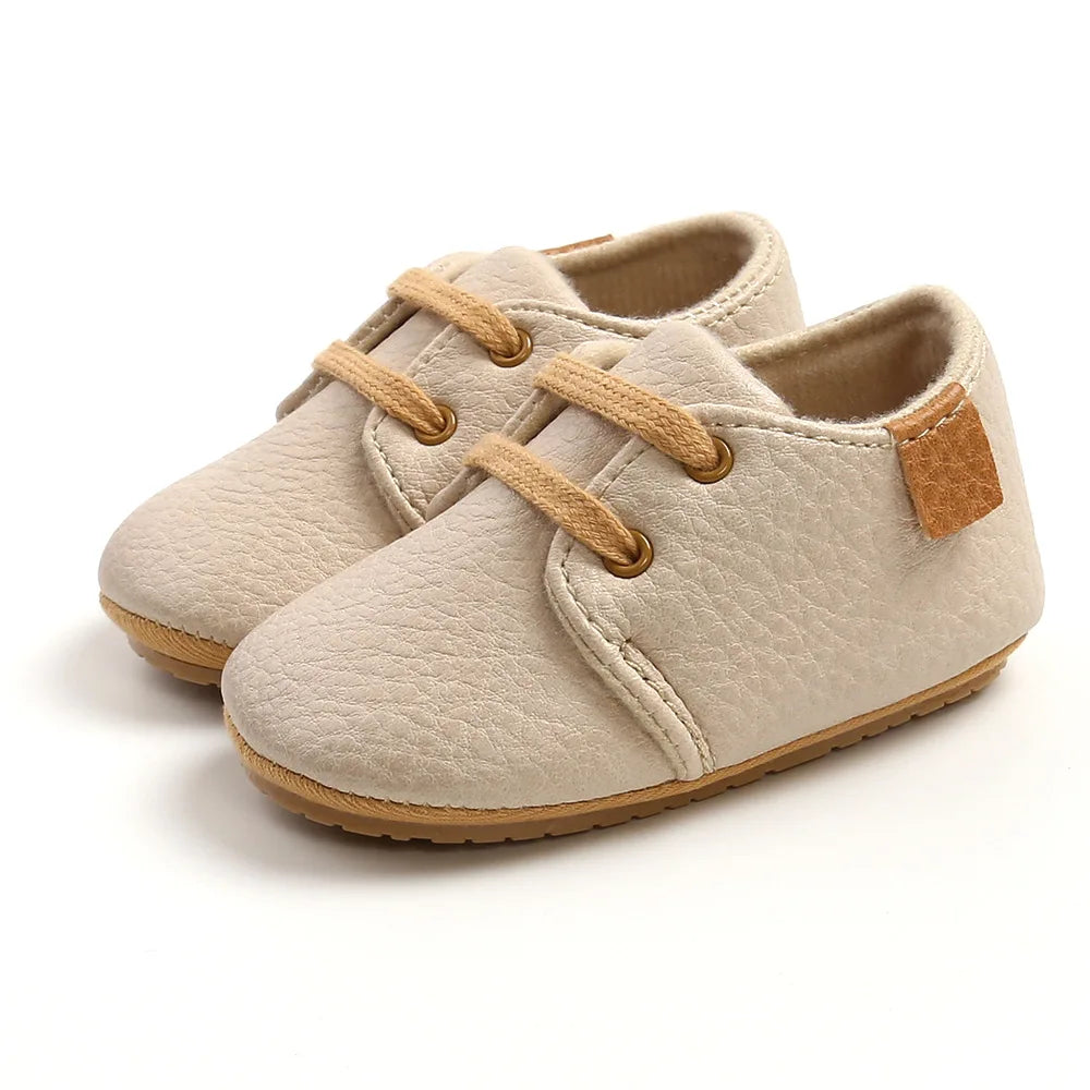 🍼 Chaussures Bébé en Cuir Rétro – Semelle Antidérapante – Meckior™