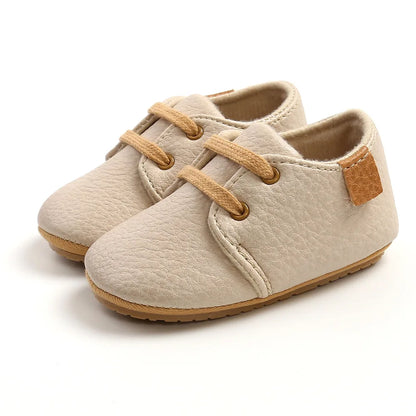 🍼 Chaussures Bébé en Cuir Rétro – Semelle Antidérapante – Meckior™