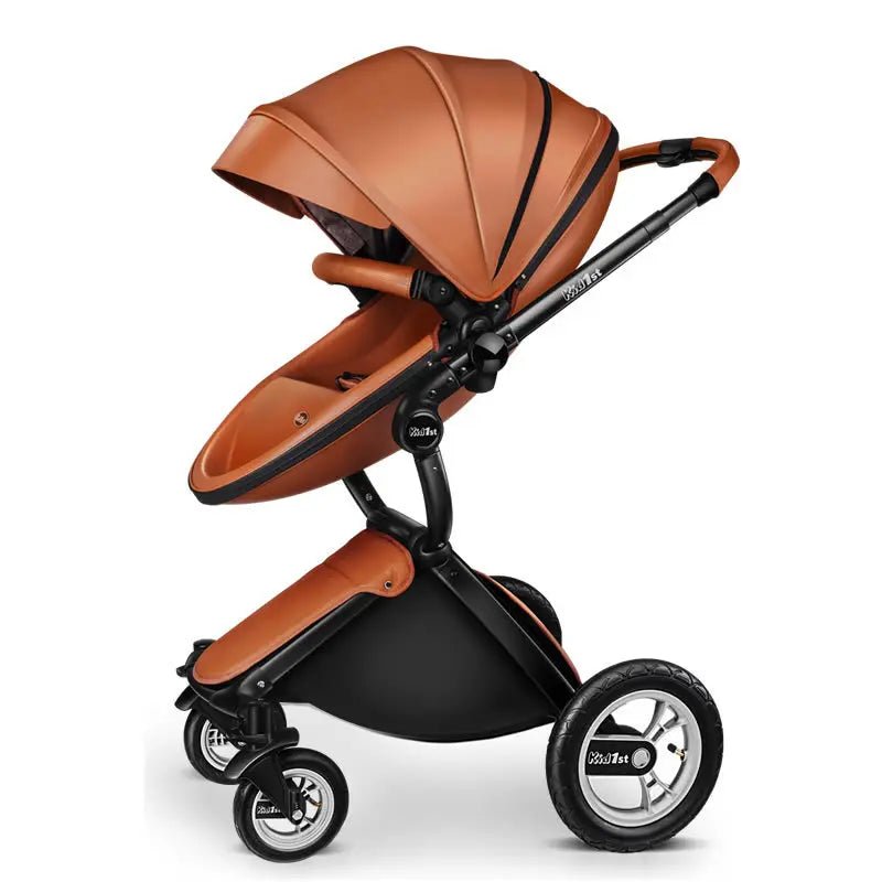 👑 Poussette Bébé Luxe – Haute Position – Pliable – Similicuir – Voyage &amp; Confort Total™ - Planète bébé