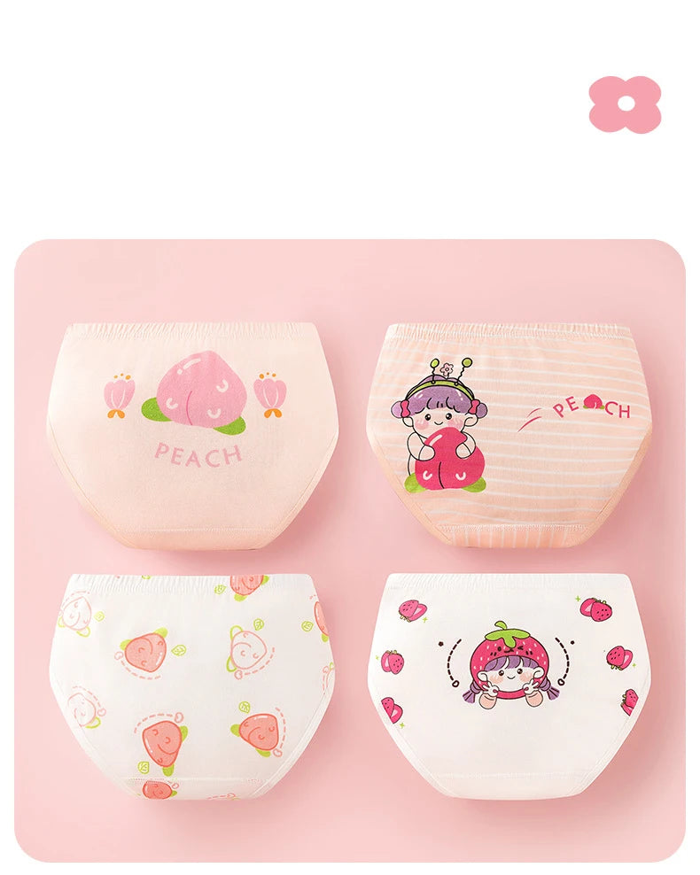 Lot de 4 Culottes Coton Filles – Motifs Cartoon Douces et Confortables™