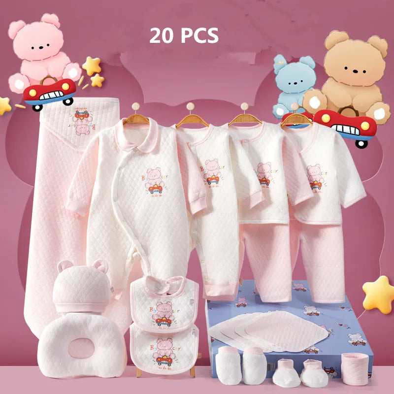 Ensemble Naissance Hiver Bébé 100% Coton – Lot Vêtements Chauds Unisexe avec Romper, Bonnet et Bavoir™