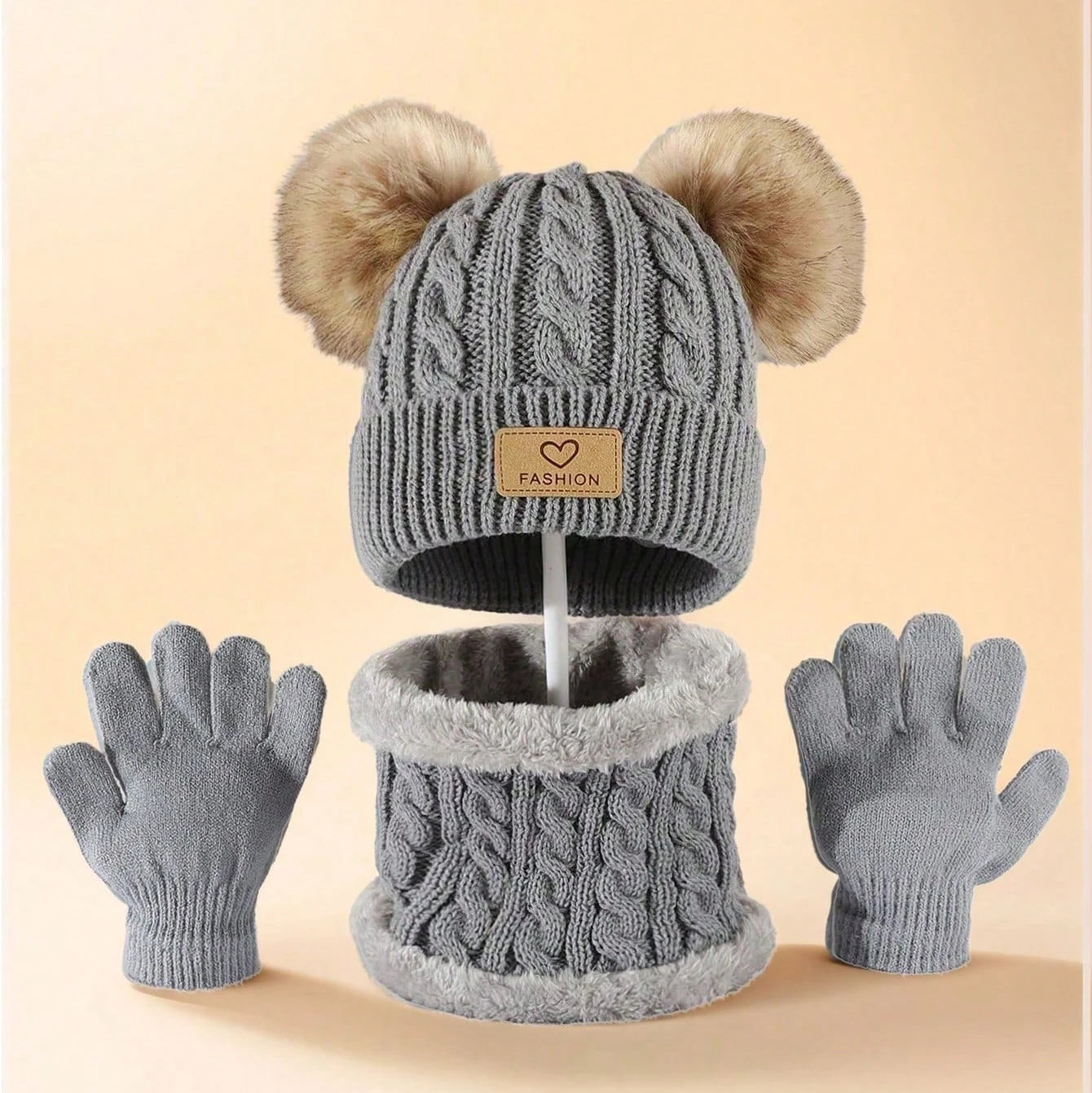 Ensemble bonnet et écharpe 3 pièces automne-hiver pour enfants™