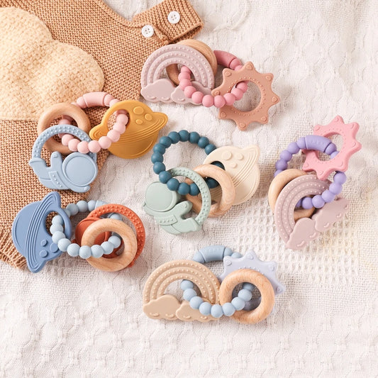 🪐👶 Anneau de Dentition Bébé – Silicone Alimentaire – Bracelet Sensoriel Planète – Dès 0 Mois™ - Planète bébé