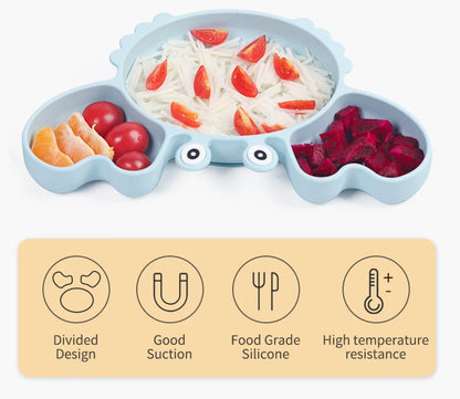 🍽️ Set de Vaisselle Bébé 9 Pièces en Silicone – Antidérapant &amp; Sans BPA™