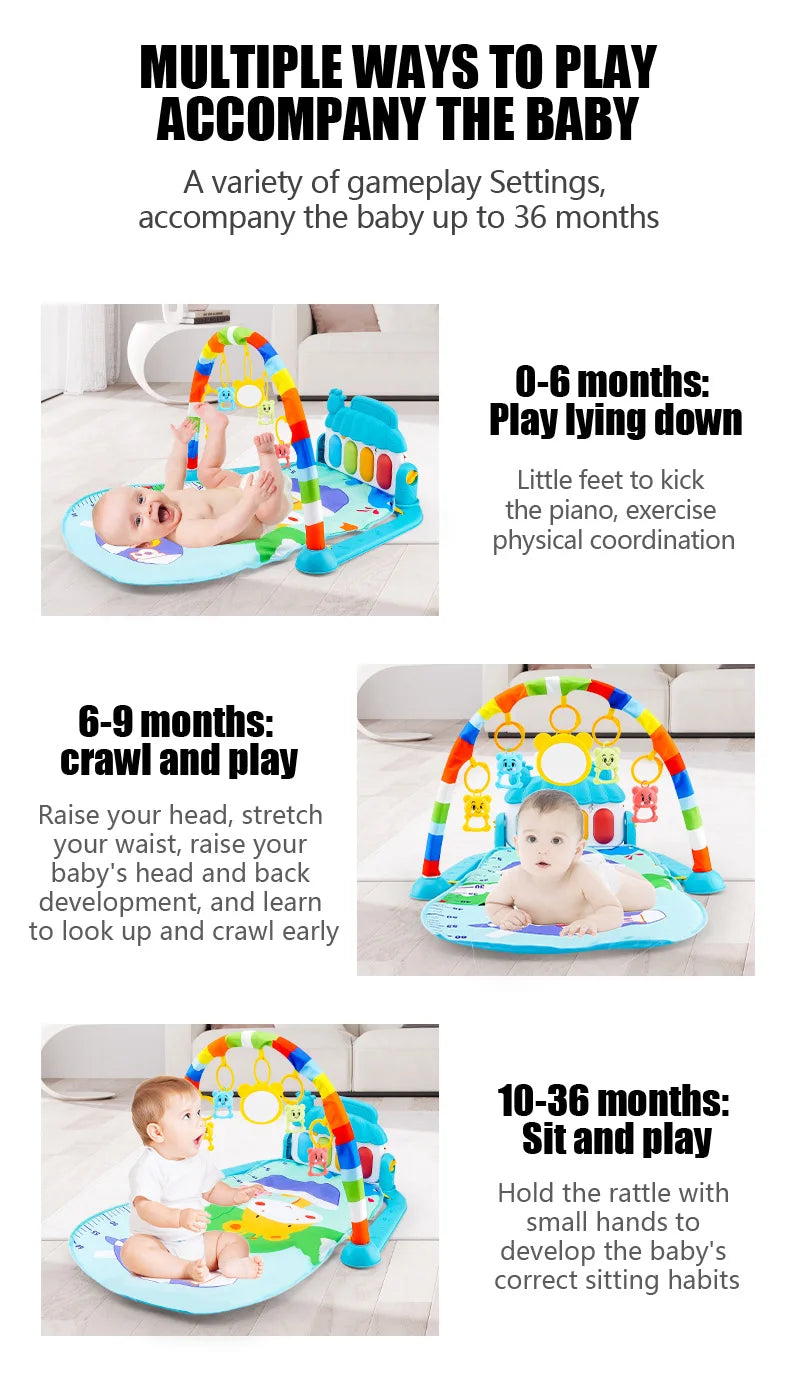 Tapis d’Éveil Musical Bébé – Gym d’Activité avec Piano