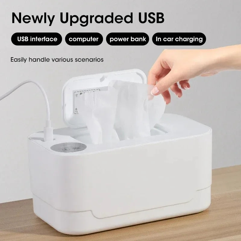 Chauffe-Serviettes Humides Bébé Portable avec Affichage LED – Boîte Chauffante USB à Température Régulée™