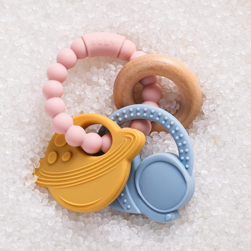 🪐👶 Anneau de Dentition Bébé – Silicone Alimentaire – Bracelet Sensoriel Planète – Dès 0 Mois™ - Planète bébé