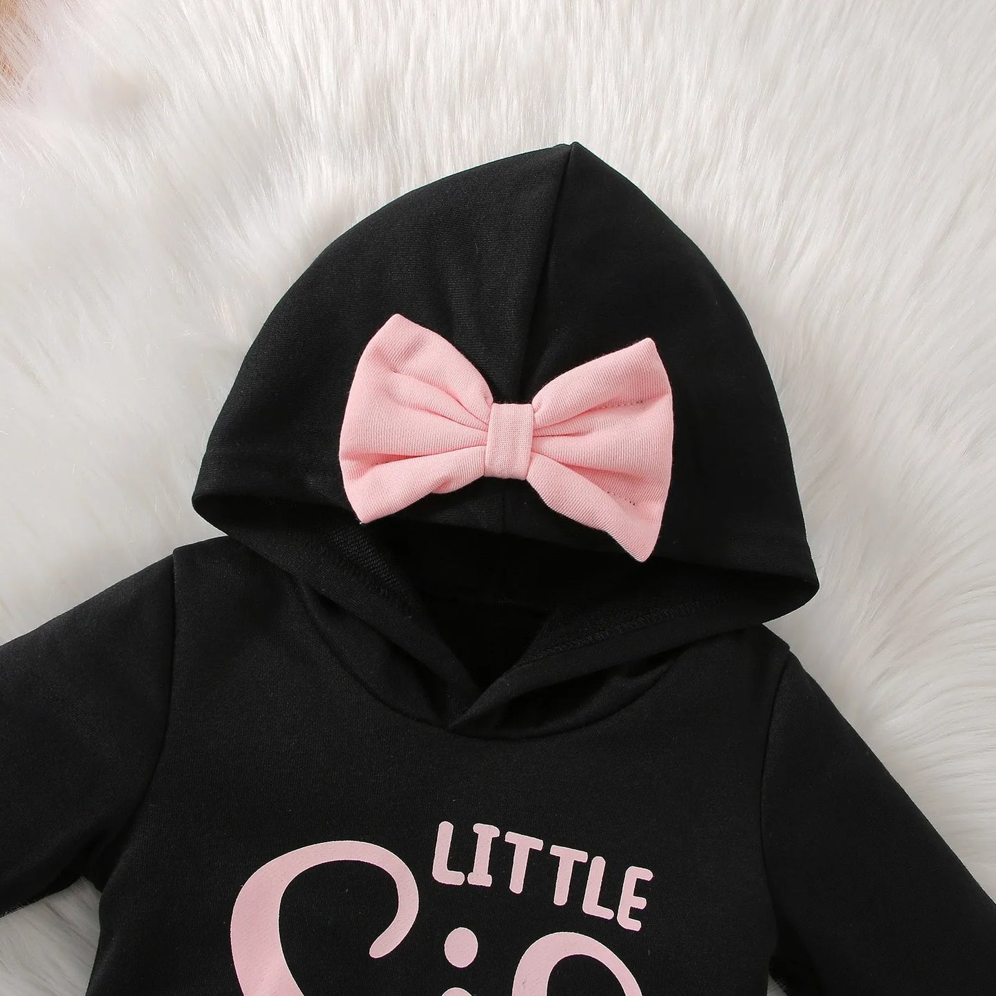 Ensemble Automne 2 Pièces Bébé Fille – Hoodie à Lettres avec Nœud + Pantalon – Tenue Sportive Confort 1-3 Ans™