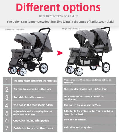 Poussette Jumeaux Haute Qualité - Planète bébé