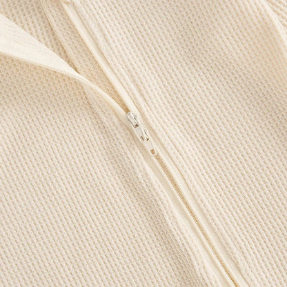 👶🍂 Combinaison Bébé Automne – Romper à Pieds Uni en Coton Gaufré + Bonnet™ - Planète bébé