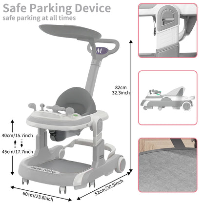 Trotteur Bébé Multifonction™ – Avec Pare-Soleil, Siège Confort et Musique – Antibasculement et Réglable