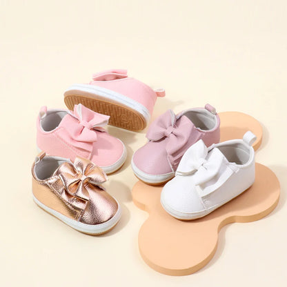 🦋👣 Chaussures Bébé Fille – Similicuir Premium &amp; Nœud Papillon – Premiers Pas Élégants – 0 à 18 Mois™