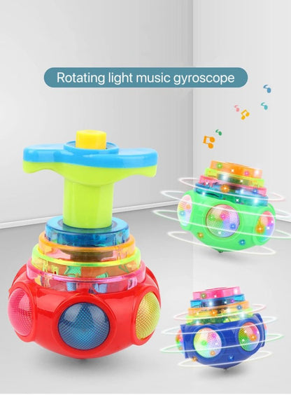 🔮 Gyroscope Musical Lumineux – Toupie Tournante avec Lumières LED &amp; Musique – Couleur Aléatoire™ - Planète bébé