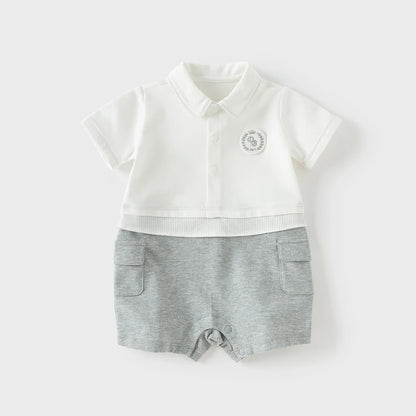 👶 Barboteuse Bébé Garçon Dave &amp; Bella – Manches Courtes – 100% Confort Été – 6 à 24 Mois ™ - Planète bébé