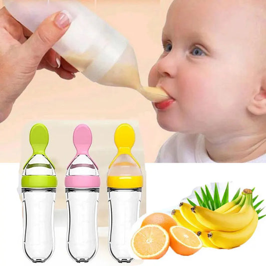 🥄 Biberon Cuillère en Silicone – Pour Nourrissons – Aliment Liquide ou Semi-Liquide – Sans BPA – Facile à Presser™