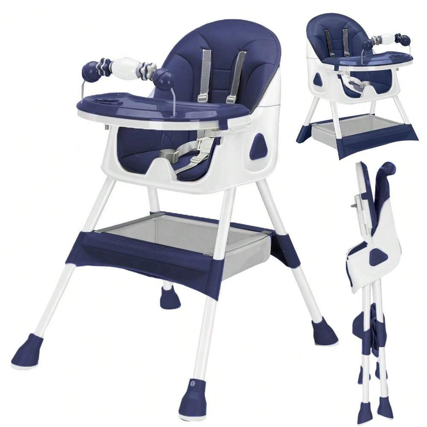 Chaise Haute Bébé Pliable 6 Mois+ avec Grand Pad Antidérapant et Porte-Jouets – Facile à Nettoyer – Modèle E500™