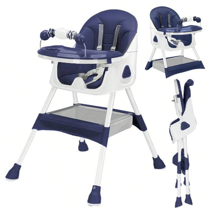 Chaise Haute Bébé Pliable 6 Mois+ avec Grand Pad Antidérapant et Porte-Jouets – Facile à Nettoyer – Modèle E500™
