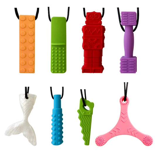 🧩🦷 Collier de Dentition Sensoriel – Silicone Alimentaire – Bijou à Mâcher Thérapeutique pour Bébé &amp; Enfants™