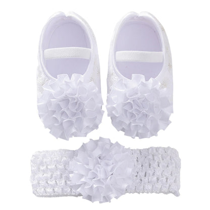👣🎀 Chaussures Baptême Bébé Fille + Bandeau – Ensemble Dentelle Fleurie – Souples &amp; Respirantes – 0 à 12 Mois™