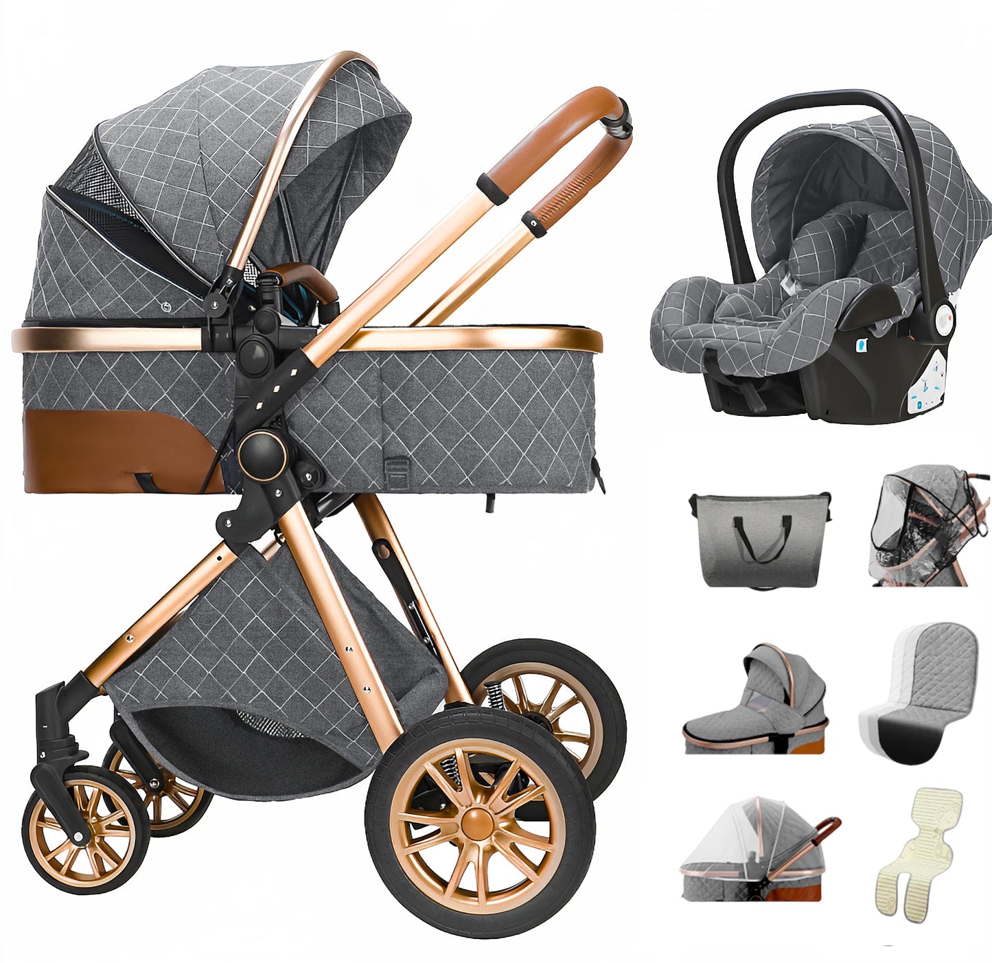 Poussette Bébé 3 en 1 Multifonction – Pliable