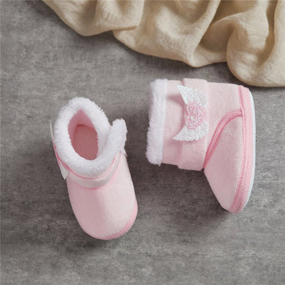 🧣❄️ Bottes d’Hiver Bébé – Chaudes &amp; Mignonnes – Bottines Bébé à Scratch avec Ailes en Cœur – 0 à 18 Mois – Unisexe™ - Planète bébé