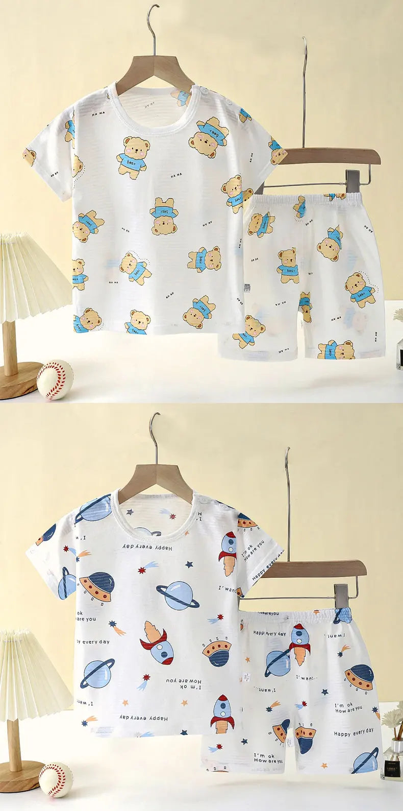 Ensemble Pyjama Été Bébé et Enfant – Coton Doux Cartoon 2 Pièces™