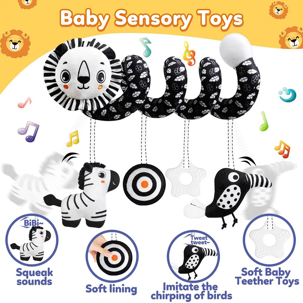 🚗🧸 Jouet de Voiture pour Bébé – Miroir, Grelot, Bruit de Papier &amp; Poignée Squeaky – Jouet d’Éveil pour Siège Auto ou Poussette™ - Planète bébé