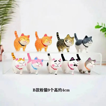 Lot de 9 Figurines Chat Kawaii avec Clochette