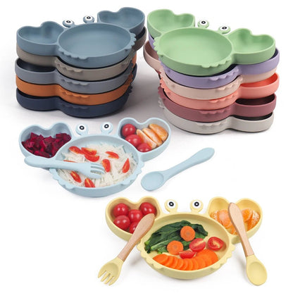 🍽️ Set de Vaisselle Bébé 9 Pièces en Silicone – Antidérapant &amp; Sans BPA™ - Planète bébé