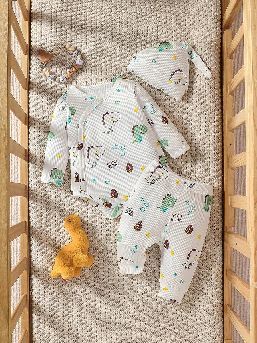 👶🍂 Ensemble Bébé Garçon 2 Pièces + Bonnet – Manches Longues – Automne | Confort Coton Doux™ - Planète bébé