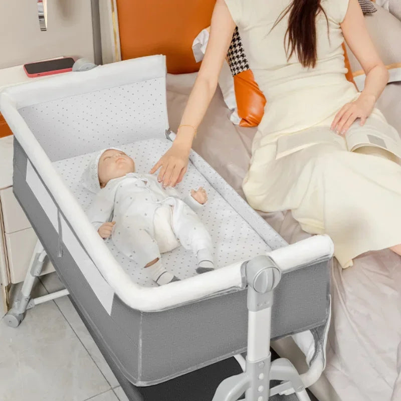 🛏️👶 Lit Bébé Multifonction – Berceau Portatif avec Réglage en Hauteur &amp; Fonction Bascule – Lit d’Appoint Pliable™