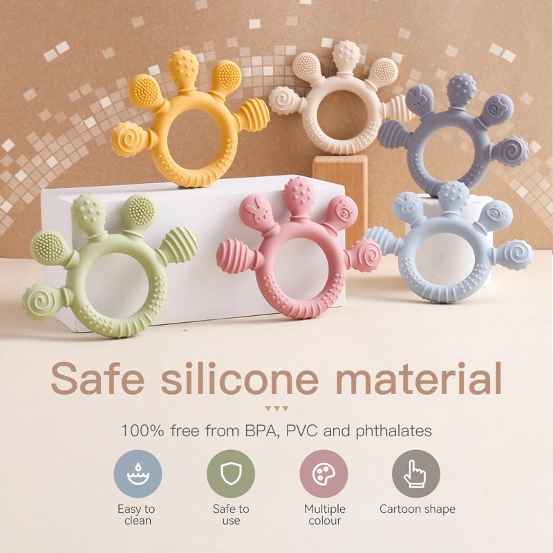 🦁👶 Anneau de Dentition en Silicone – Forme Animale Ludique – Apaisant &amp; Sensoriel™ - Planète bébé
