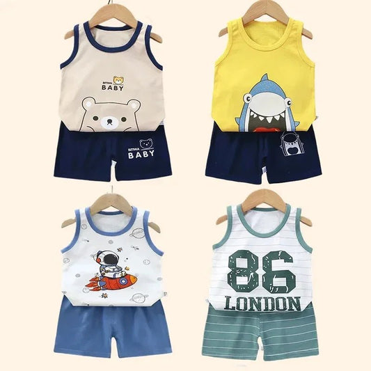 👕🌞 Ensemble Été Débardeur + Short pour Enfant – Coton Léger &amp; Motif Cartoon – Garçon &amp; Fille™ - Planète bébé