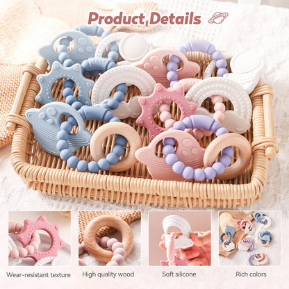 🪐👶 Anneau de Dentition Bébé – Silicone Alimentaire – Bracelet Sensoriel Planète – Dès 0 Mois™ - Planète bébé