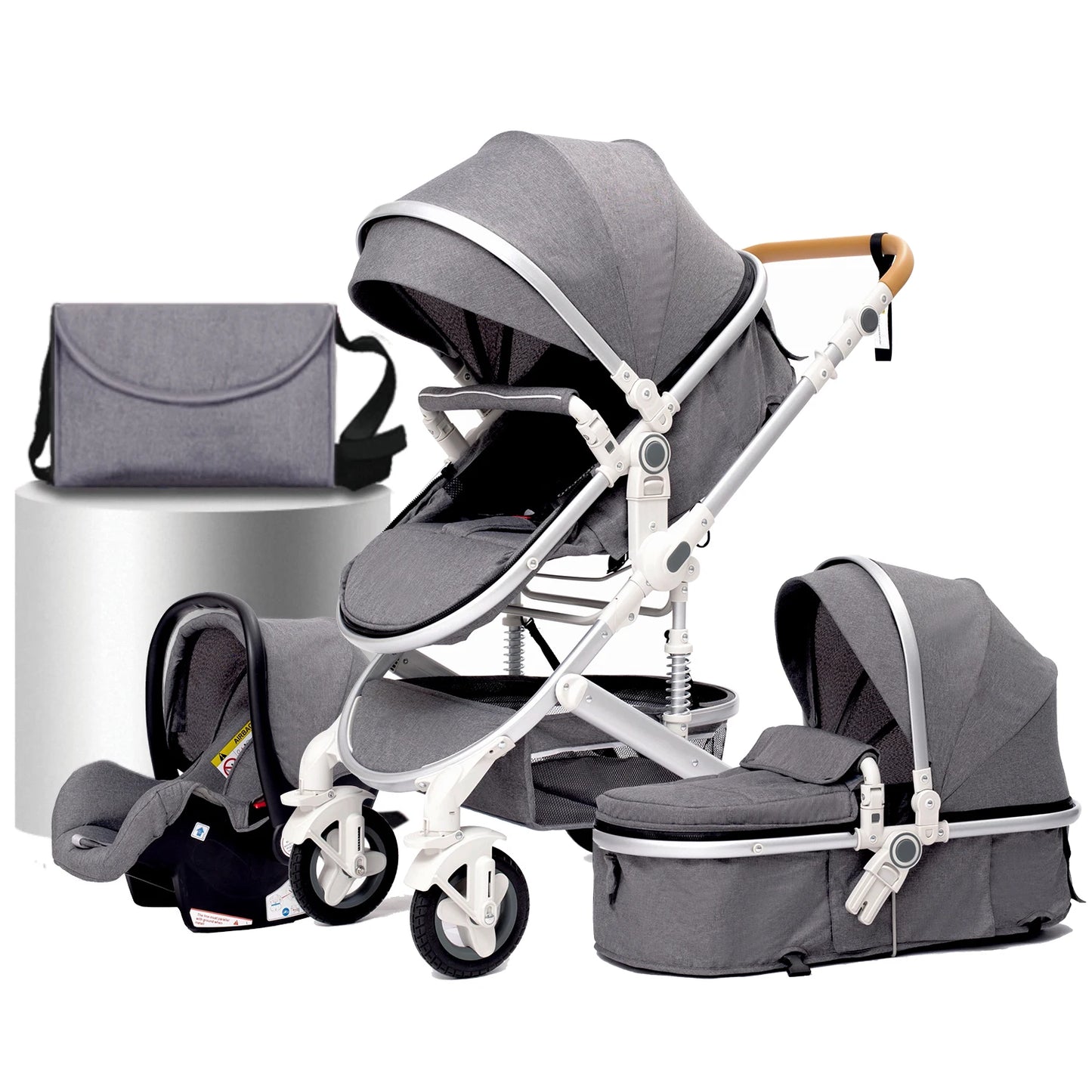 Poussette Bébé 3 en 1 Haute Vue – Pliable &amp; Confortable - Planète bébé