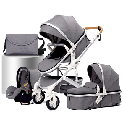 Poussette Bébé 3 en 1 Haute Vue – Pliable &amp; Confortable - Planète bébé