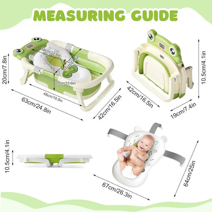 Baignoire Bébé Pliable avec Coussin et Indicateur de Température™