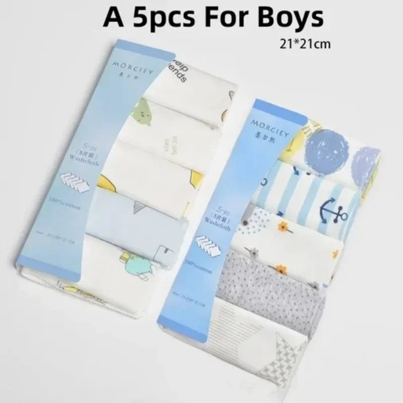 Lot de Serviettes Bébé 100% Coton 5/8PCS™ – Lingettes Douces pour Salive, Bain et Soin Quotidien