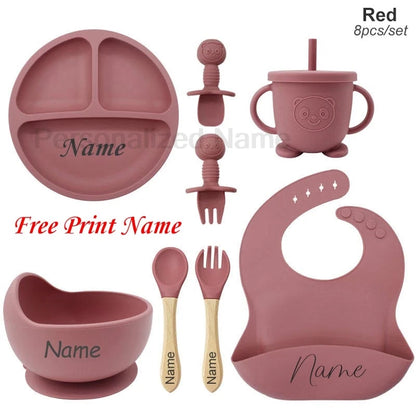 🍽️👶 Set Repas Bébé Personnalisable – Nom Gravé – Silicone Alimentaire Antidérapant (8 pièces)™