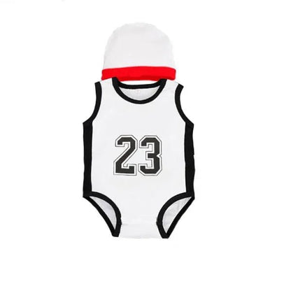 🌞 Barboteuse Bébé Été sans Manches – Style Sporty &amp; Chapeau Assorti – EMPMOKEY™ - Planète bébé