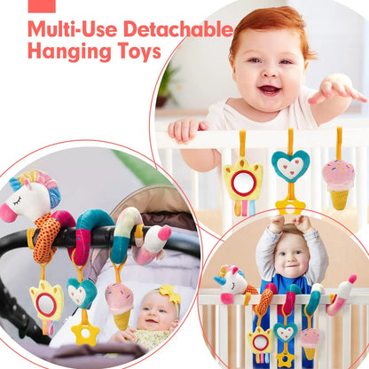 🚗🧸 Jouet de Voiture pour Bébé – Miroir, Grelot, Bruit de Papier &amp; Poignée Squeaky – Jouet d’Éveil pour Siège Auto ou Poussette™ - Planète bébé