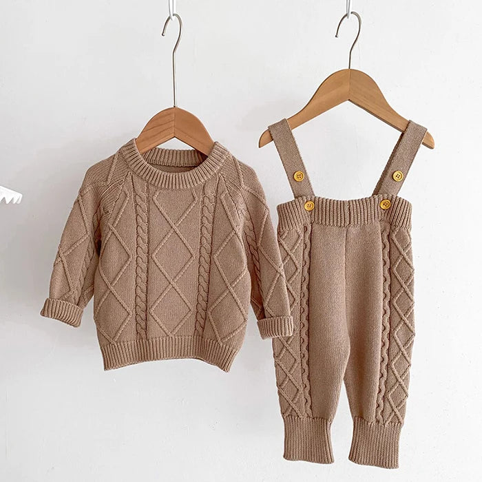 🧶🍂 Ensemble Bébé Tricoté – Style Coréen – Automne/Hiver – Unisexe 0-12 Mois™ - Planète bébé