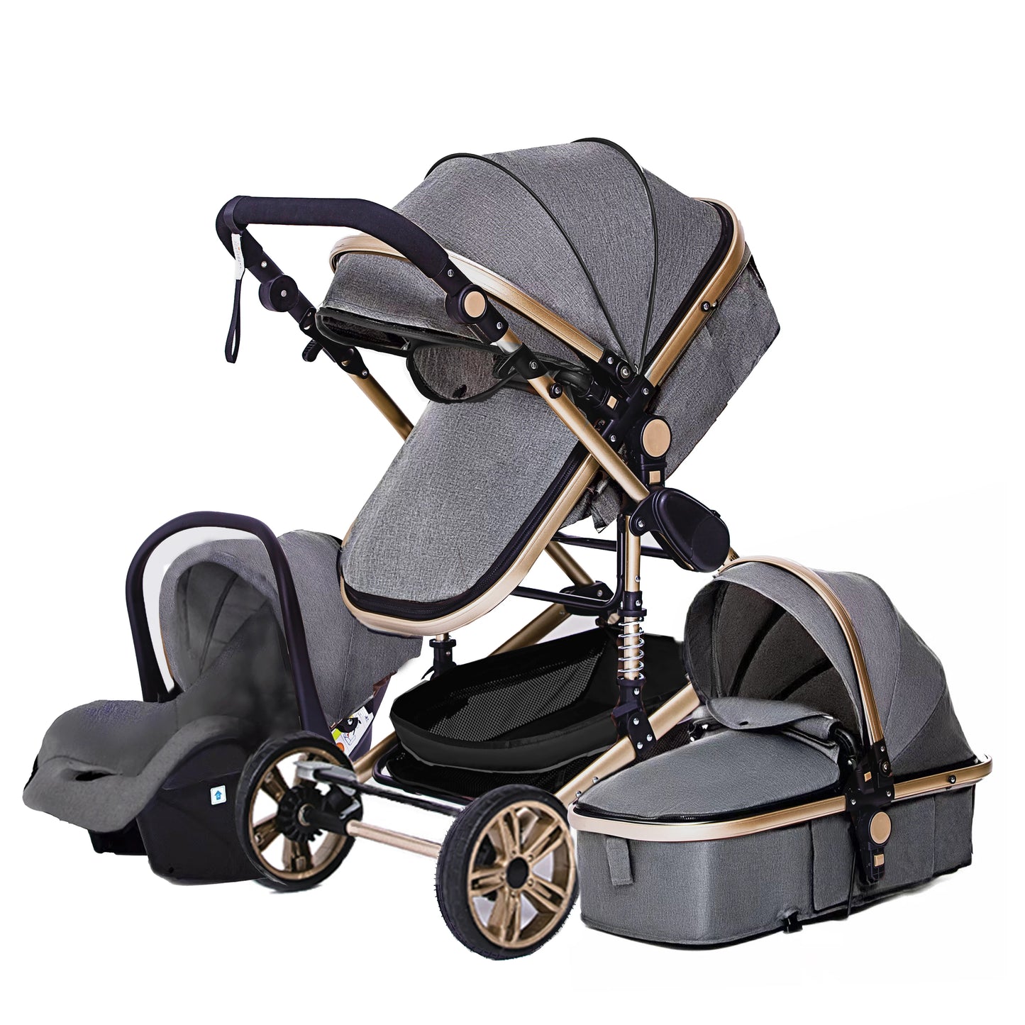 Poussette Bébé 3 en 1 Haute Vue – Pliable &amp; Confortable - Planète bébé
