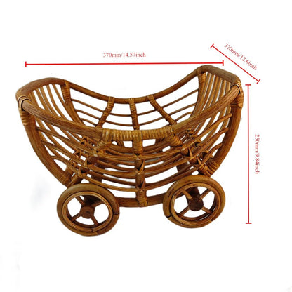 🧺📸 Chariot en Rotin pour Bébé – Accessoire Photo Naissance – Look Vintage &amp; Naturel™ - Planète bébé